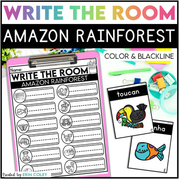 Preview of Write the Room:  Amazon Rainforest Vocabulary - Differentiated Literacy Center