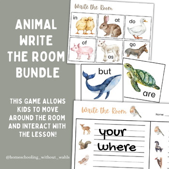 Preview of Sight Word Write the Room Animal Bundle // 4 Games with Different Levels