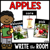 Apple Write the Room Center w/ apple vocabulary cards, wor
