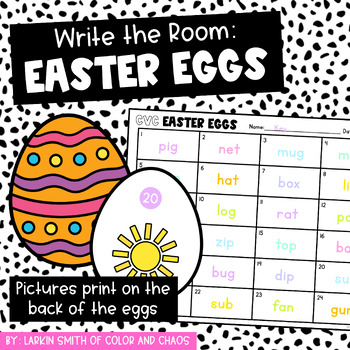 Preview of Write the Room: CVC Easter Eggs // 24 cards + Recording Sheet