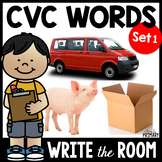 Phonics Short Vowel Write the Room CVC Words with Pictures