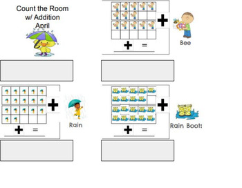 Preview of Write the Room/Count the Room Activities - April Showers Spring Set