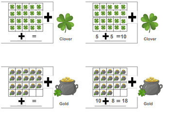 Preview of Write the Room + Count the Room - March - St. Patrick's Day - Addition Problems