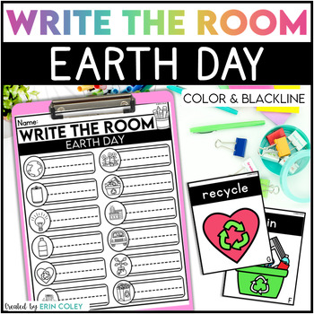 Preview of Write the Room:  Earth Day Vocabulary - Differentiated Literacy Center for K-1