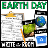 Earth Day Write the Room Vocabulary Center w/ word search,