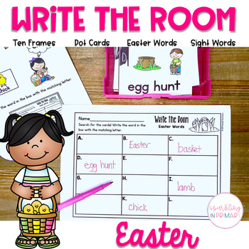 Preview of Write the Room Easter Math and Literacy Activities | Distance Learning