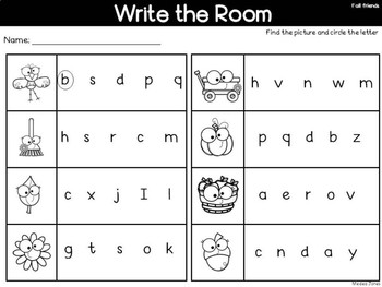 Write the Room Fall Friends- Alphabet by Medea Jones | TPT