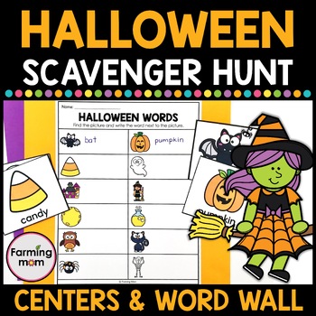 Preview of Write the Room Halloween Activities October Vocabulary Center Scavenger Hunt