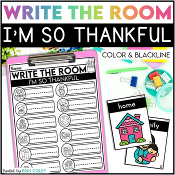 Preview of Write the Room: I'm So Thankful - Thanksgiving Vocabulary - Literacy Center