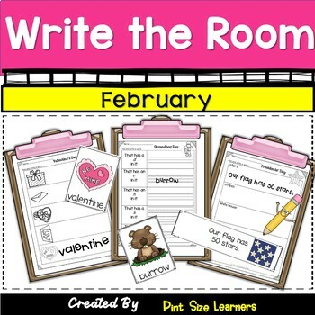 Preview of February Write the Room | Valentine's Day | President's Day | Groundhog Day