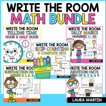 Preview of Write the Room Math - Time - Addition - Subtraction -Tally Marks - Skip Counting
