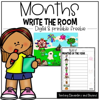 Preview of Write the Room: Months of the Year - Digital and Printable Freebie