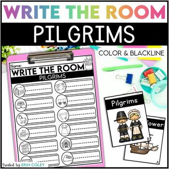 Preview of Write the Room: Pilgrims - Literacy Center for Kindergarten & First Grade