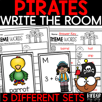 Preview of Pirate Write The Room Kindergarten Center Math Literacy Activities