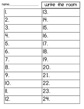 Write the Room Recording Sheet by Imagine Inspire Innovate | TpT