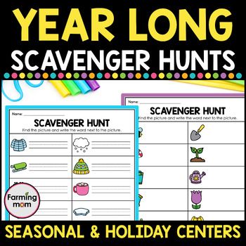 Preview of Write the Room Kindergarten Writing Activities Year Long Scavenger Hunt Centers