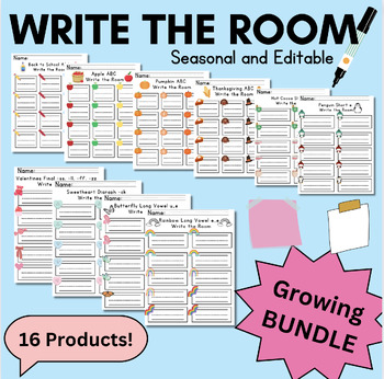 Preview of Write the Room Spelling and Seasonal BUNDLE- 22 Resources!