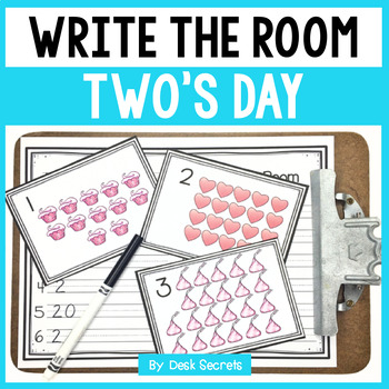 Preview of Write the Room Two's Day, 2's Day Activity