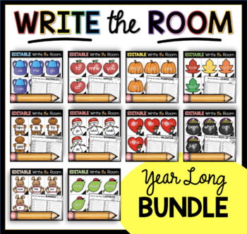 Preview of Write the Room YEAR LONG BUNDLE - Editable Sight Words High Frequency