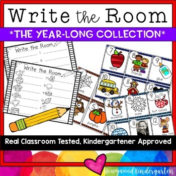 Preview of Write the Room : Year Long Literacy Centers : letters, sounds, cvc word work!