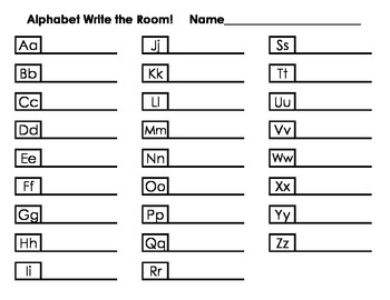 Write the Room alphabet A-Z by Bonnie Whitehill | TpT