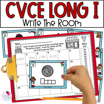 Preview of Long I - CVCE Words - Magic E - Write the Room - Phonics Cards