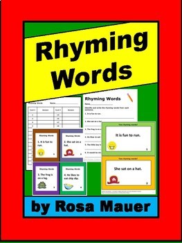 Preview of Write the Two Rhyming Words from Each Sentence Task Cards & Worksheet