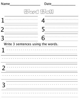 Preview of Write the Word Wall Worksheet