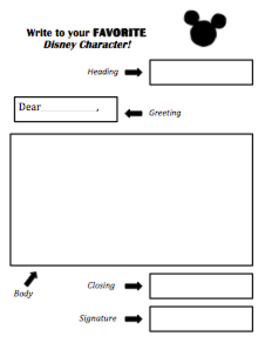 Preview of Write to your favorite Disney Character: Letter Graphic Organizer & Template