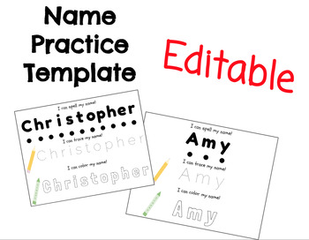 Preview of Write your name, practice! Editable