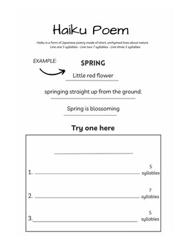 Poem Starters Printable Templates For Elementary Poetry Unit 