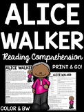 Writer Alice Walker Biography Reading Comprehension Worksh