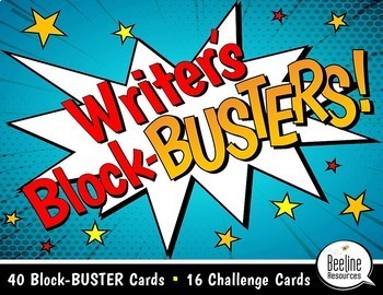 Preview of Writer's Block-BUSTERS! /40 Writing Prompt Cards + 16 Challenge Cards, Easy-Prep