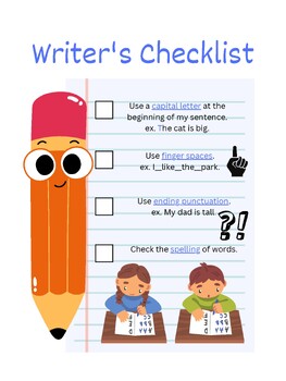 Writer's Checklist - Student Handout (Writing Checklist, Check Writing ...