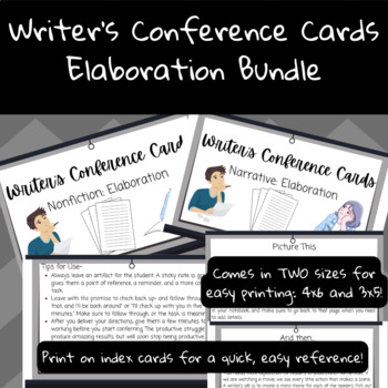 Preview of Narrative AND Nonfiction Writing Strategy Cards- Elaboration Bundle