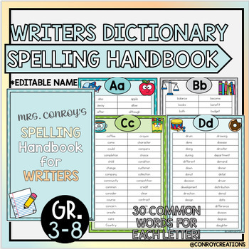 Preview of Writers Dictionary | Spelling Handbook | Spelling Dictionary