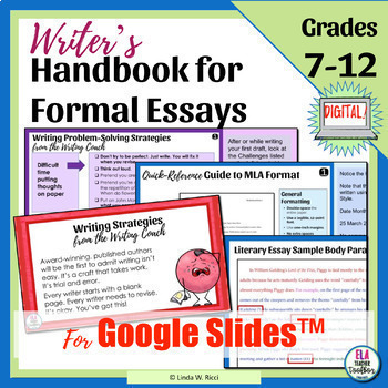 Preview of Writer's Handbook for Formal Essays | MLA Format | Digital