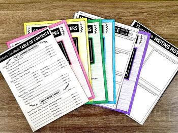 Preview of Writer's Interactive Notebook Table of Contents & Section Dividers