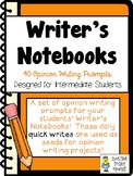 Writer's Notebook ~ 40 Opinion Writing Prompts