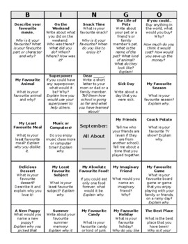 Preview of Writer's Notebook Bingo Prompts: A Year's Worth of Writing Prompts