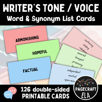 Preview of Writer's Tone | Analysis of Language | Author Purpose | Printable Vocab Cards