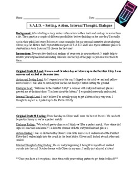 Preview of Writer's Workshop: Sample Leads and Endings for Personal Narratives