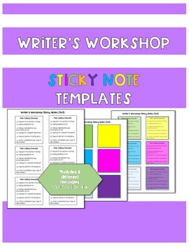 Preview of Writer's Workshop Sticky Note Templates