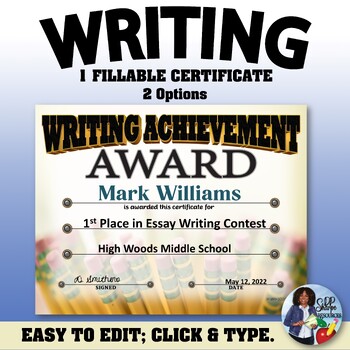 Preview of Writers Award 3