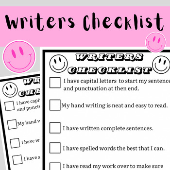 Preview of Writers Checklist (For Desk or Folder)