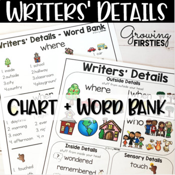 Preview of Details Chart and Word Bank for Writers Workshop