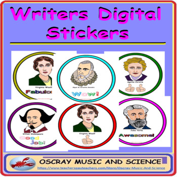 Preview of Writers Digital Stickers for Distance Learning