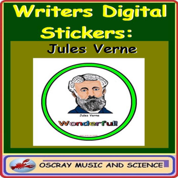 Preview of Writers Digital Stickers for Distance Learning: Jules Verne