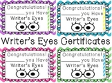 Writer's Eyes Certificates and Bookmarks
