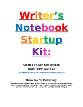 Preview of Writer's Notebook Startup Kit